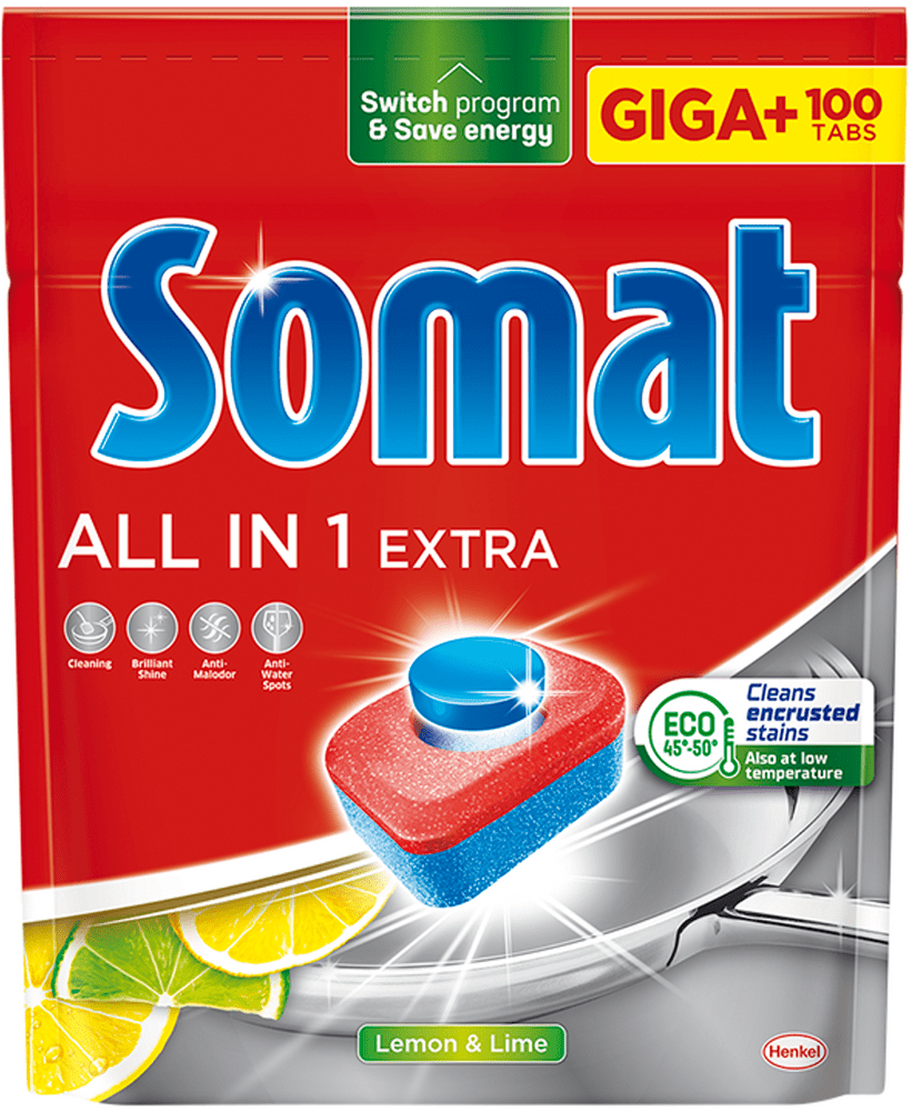 Somat All in 1 Extra tablety do umývačky riadu Lemon 100 ks